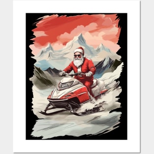 GTA Style Santa riding a snowmobile is a funny Christmas gift Posters and Art